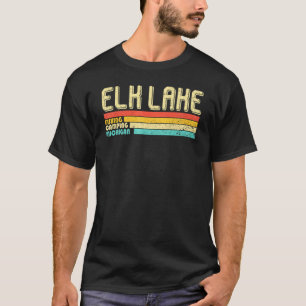 Elk Lake Michigan Retro Vintage Lustiger Anglercam T-Shirt