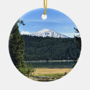 Elk Lake mit Mount Bachelor, OR Keramik Ornament