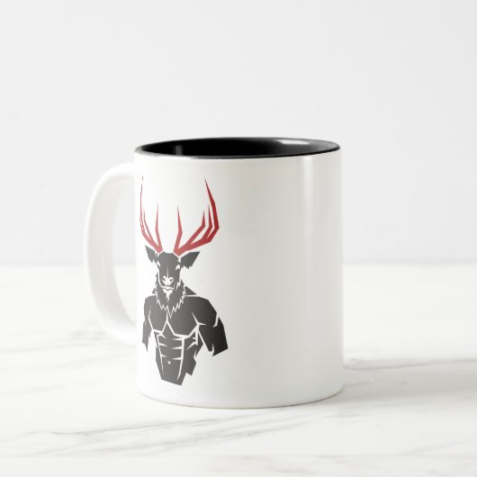 Elk Man Warrior Zweifarbige Tasse (Vorderseite Links)