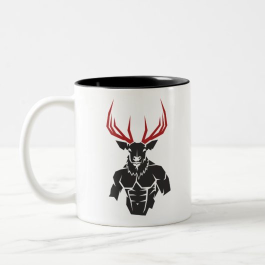 Elk Man Warrior Zweifarbige Tasse (Links)