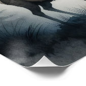 Elk Misty Mountains Wasserfarbe Decoupage Poster (Ecke)