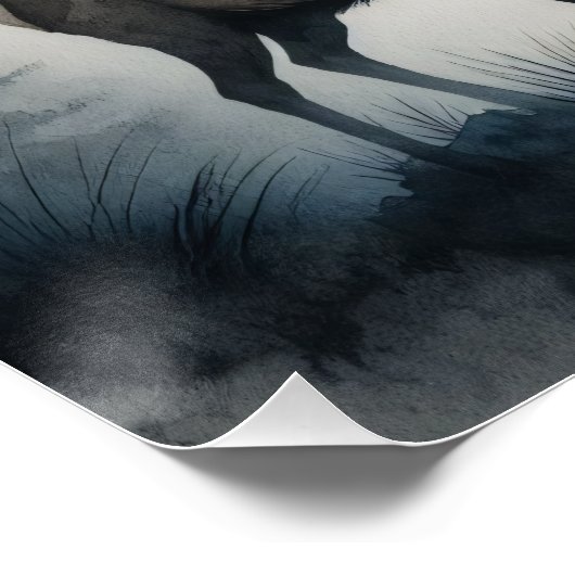 Elk Misty Mountains Wasserfarbe Decoupage Poster (Ecke)