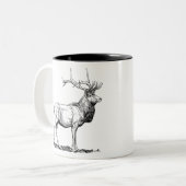 Elk Moose Deer Head Animal Hunting Antlers Zweifarbige Tasse (Vorderseite Links)