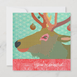 Elk Ornament Türkis Rot Einladung