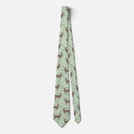 Elk Pattern Green Nature Krawatte (Vorderseite)