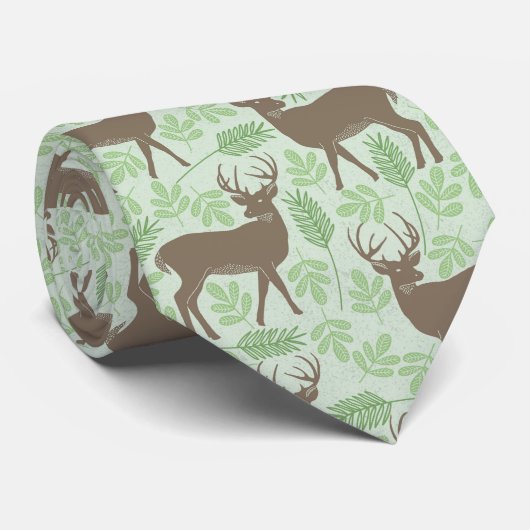 Elk Pattern Green Nature Krawatte (Gerollt)