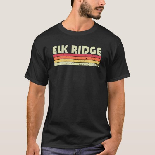 Elk Ridge Ut Utah Funny City Zuhause Roots Retro 7 T-Shirt (Vorderseite)