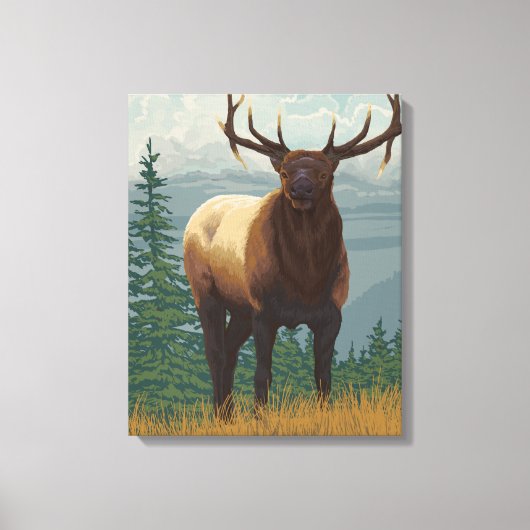 Elk SceneWyoming Leinwanddruck (Vorderseite)