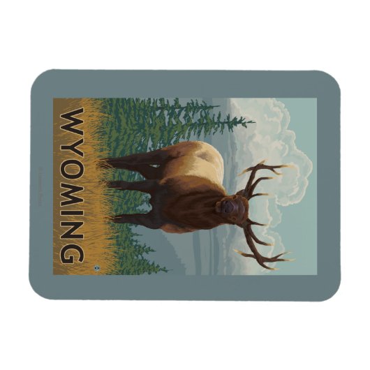 Elk SceneWyoming Magnet (Horizontal)