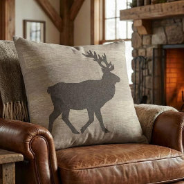 Elk Silhouette Reversible Throw Pillow Kissen