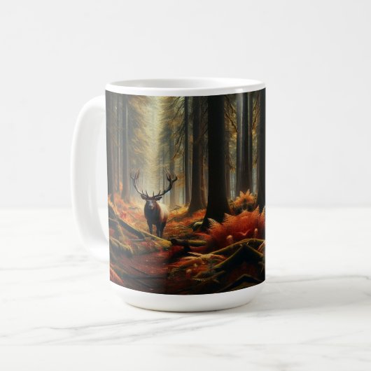 Elk Stehend in einem lebhaften Herbstwald Kaffeetasse (Vorderseite Links)