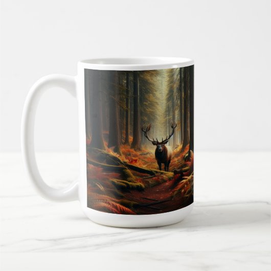 Elk Stehend in einem lebhaften Herbstwald Kaffeetasse (Links)