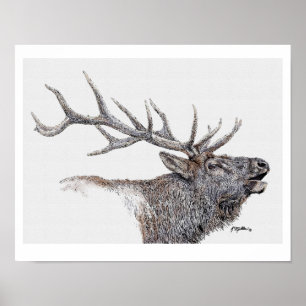 Elk-Tinte und Wasserfarbe Poster