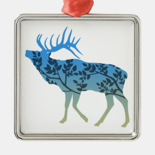 Elk Tree Ornament Aus Metall