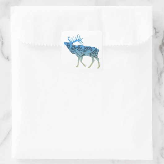 Elk Tree Quadratischer Aufkleber (Tasche)