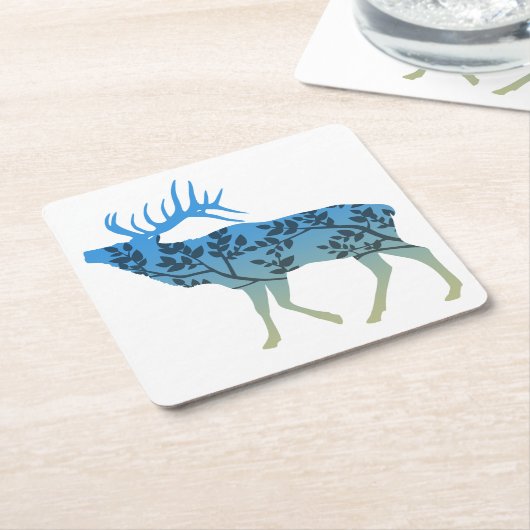 Elk Tree Rechteckiger Pappuntersetzer (angewinkelt)