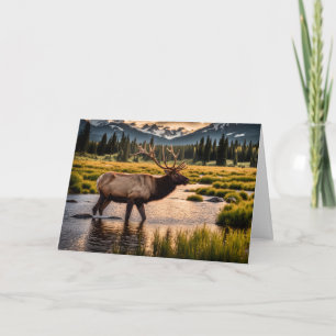 Elk überquert den Fluss Birthday Karte