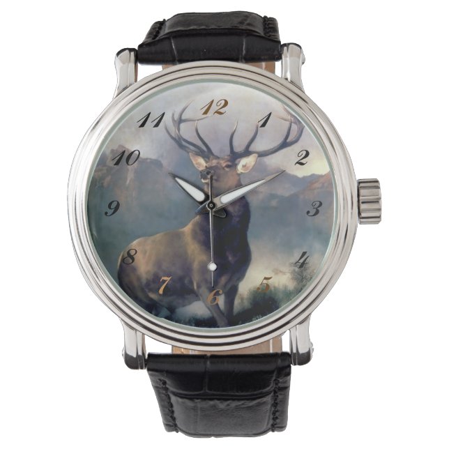 Elk Wild Animal Painting Uhr (Vorderseite)