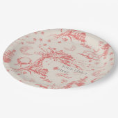 Elk Woods Französisch Toile in Rot mit Personalisi Pappteller (Schrägansicht)