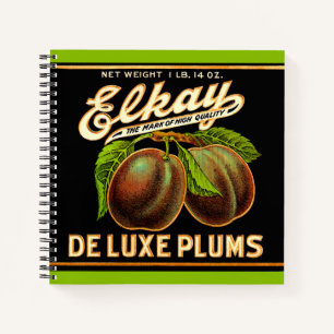 Elkay Deluxe Plums-Label aus den 30er Jahren Notizblock