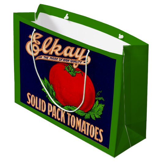 Elkay Solid Pack Tomaten aus den 1930er Jahren kön Große Geschenktüte (Rückseite Schrägansicht)