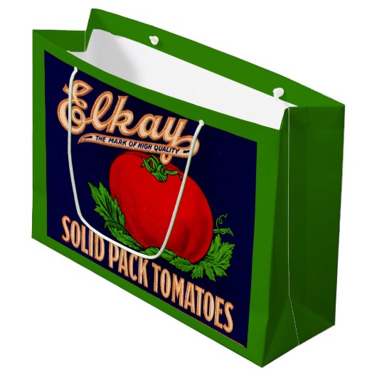 Elkay Solid Pack Tomaten aus den 1930er Jahren kön Große Geschenktüte (Vorderseite Schrägansicht)