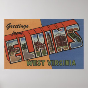 Elkins, West Virginia - Große Briefmarkenszenen Poster