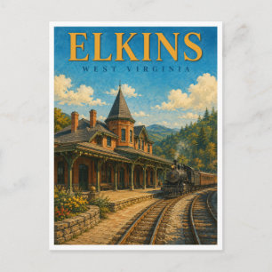 Elkins West Virginia Historisches Depot GeoSaga Postkarte