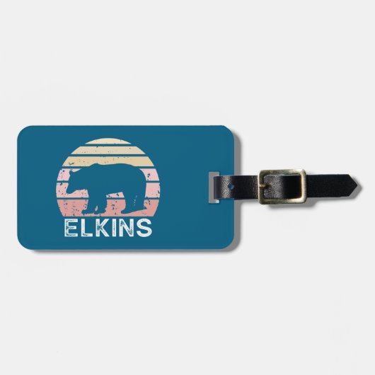 Elkins West Virginia Retro Bär Gepäckanhänger (Vorderseite horizontal)