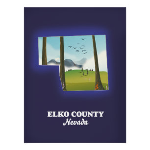 Elko Landkreis Nevada Karte Poster