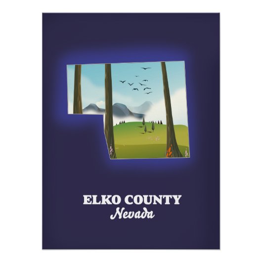 Elko Landkreis Nevada Karte Poster (Vorderseite)