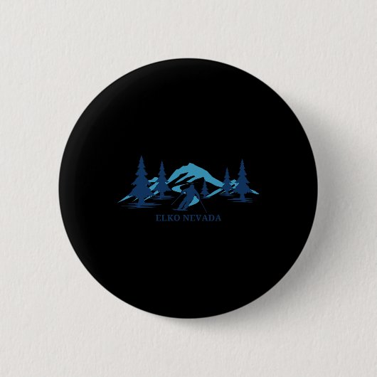 Elko Nevada Skigebiet Skifahren Skier Button (Vorderseite)