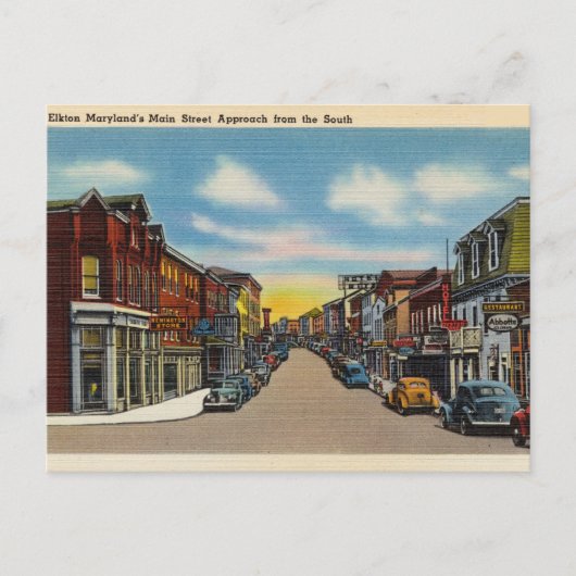 Elkton Maryland, Main Street Vintag Postkarte (Vorderseite)