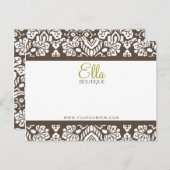 Ella #1 Brown Damask Chic Bow Card Postkarte (Vorne/Hinten)