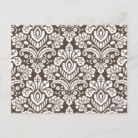 Ella #1 Brown Damask Chic Bow Card Postkarte (Rückseite)