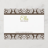 Ella #1 Brown Damask Chic Bow Card Postkarte (Vorderseite)
