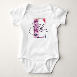 Ella Baby Name Blumen Script Vintag Floral E Strampler