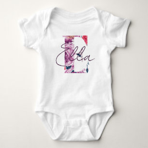 Ella Baby Name Blumen Script Vintag Floral E Strampler