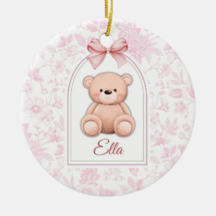Ella Benutzerdefiniertes rosa Teddy-Bär-Kinderzi Keramik Ornament