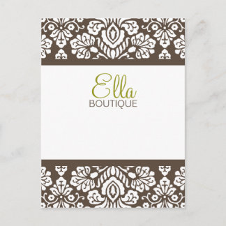 Ella Brown Damask Chic Postcard Vertikal Postkarte