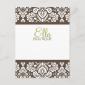Ella Brown Damask Chic Postcard Vertikal Postkarte (Vorderseite)