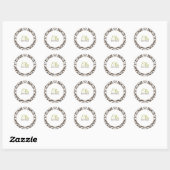 Ella Brown Damask Chic Round Sticker (Blatt)
