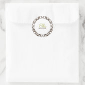 Ella Brown Damask Chic Round Sticker (Tasche)