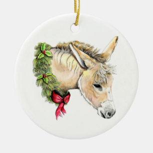 Ella der Weihnachtsesel Keramik Ornament