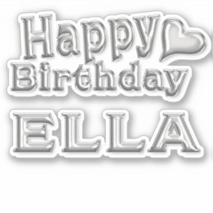 Ella Happy Birthday silver Aufkleber Sticker