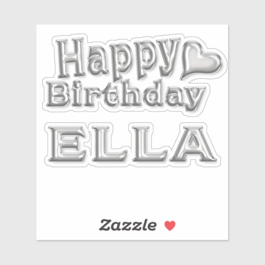Ella Happy Birthday silver Aufkleber Sticker (Blatt)