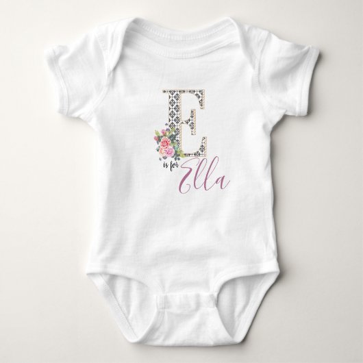 Ella Name Baby Outfit Letter E Romper Floral Girl Baby Strampler (Vorderseite)