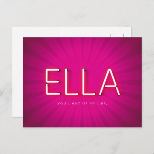 Ella Name in leuchtenden Neonleuchten Postkarte (Vorne/Hinten)