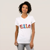 Ella Name in Vibrant Crochet Pattern T-Shirt (Vorne ganz)