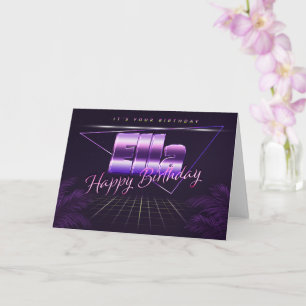 Ella Name Vorname lila retro Karte Geburtstag